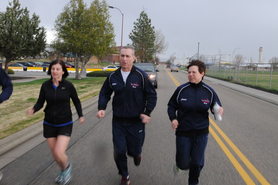 Members of the Idaho National Guard marathon team gathered for an informal team workout as they prepare to complete in the annual National Guard Marathon in Lincoln Nebraska over May UTA.