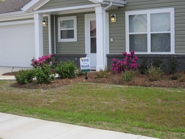 Forest City Military Communities recently announced their April Yard of the Month winners at Joint Base Charleston – Air Base, S.C. This yard belongs to Airman 1st Class Skyler Wooleryayers, 437th Maintenance Squadron. Yard of the Month winners receive a gift card from a local home improvement store. (Courtesy photo)