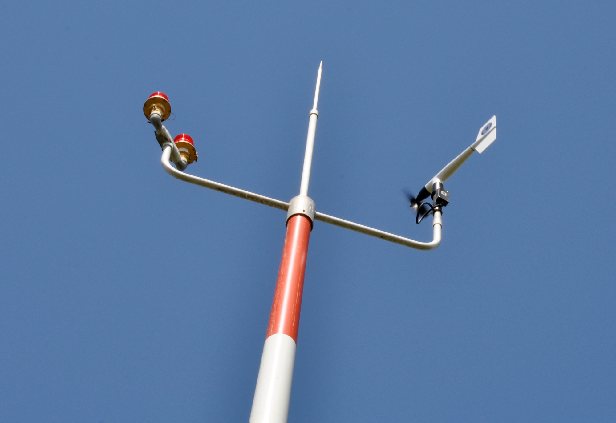 A windmill style anemometer, used by the 482nd Fighter Wing Weather Flight, at Homestead Air Reserve Base, Fla. An anemometer is used to measure wind direction and speed. (U.S. Air Force photo/Senior Airman Jaimi Upthegrove)