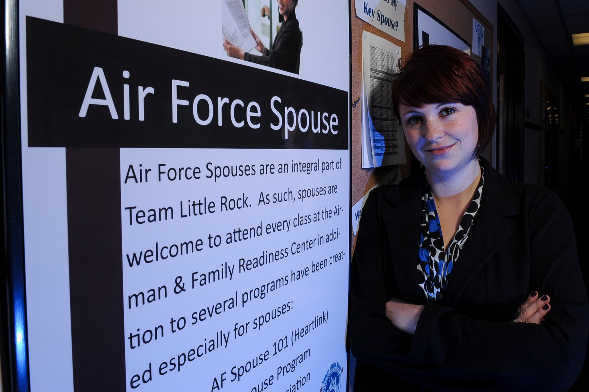 Kori Ramirez, an Airmen and Family Readiness Center community consultant, poses for a picture March 12, 2013, at Little Rock Air Force Base, Ark. Ramirez teaches the Initial Key Spouse class every other month at the A&FRC. (U.S Air Force photo by Airman 1st Class Cliffton Dolezal)