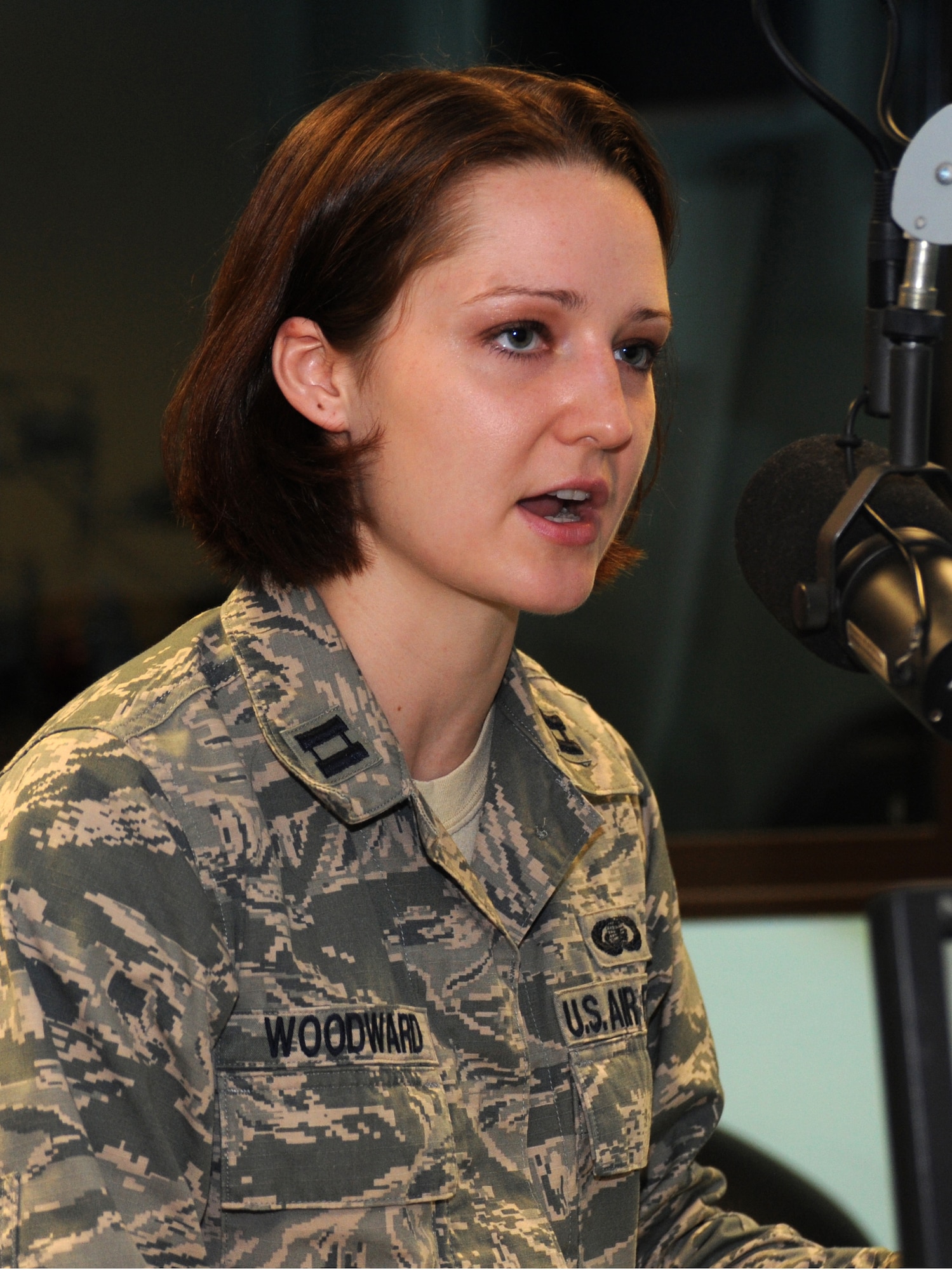 Capt. Tenille Woodward, 39th Air Base Wing Sexual Assault Response Coordinator, speaks on AFN Incirlik radio about sexual assault and causes and effects it has on a person and the mission. Sexual assault is a zero-tolerance issue in the Air Force and the SARC help combat these issues by raising awareness of this assault. (U.S. Air Force photo by Staff Sgt. Eric Summers Jr.)