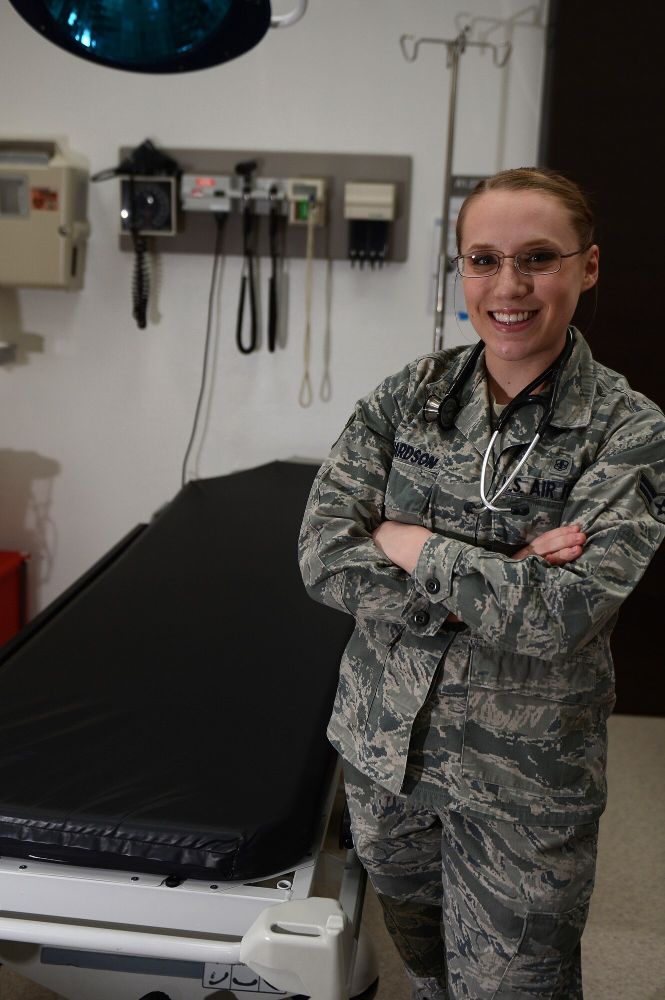 SPANGDAHLEM AIR BASE, Germany – U.S. Air Force Airman 1st Class Shelby Richardson, 52nd Medical Operation Squadron medical technician, is the Super Saber Performer for the week of April 11-17. (U.S. Air Force photo by Airman 1st Class Gustavo Castillo/Released)