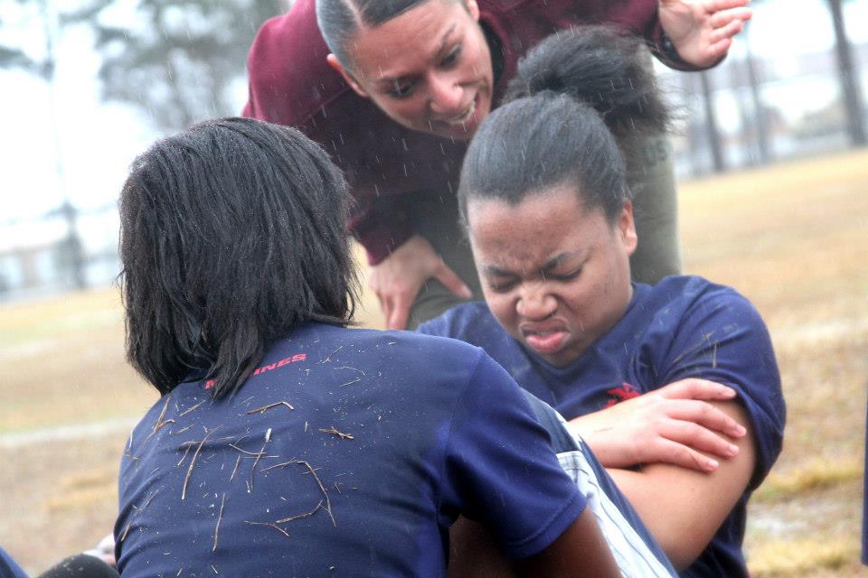 Marines prepare female enlistees for recruit training