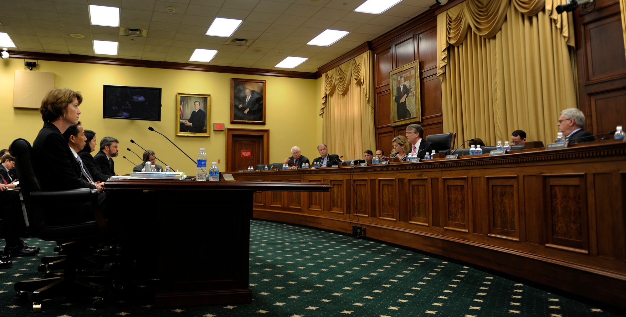 Ms. Kathleen Ferguson, Acting Assistant Secretary of the Air Force for installations, Environment and Logistics, testifies before the House Appropriations Subcommittee on Military Construction-Veteran Affairs, April 12, 2013. Ferguson’s statement included topics as military construction, military family housing, environmental, energy and base realignment and closure.  (U.S. Air Force photo by Senior Airman Carlin Leslie)