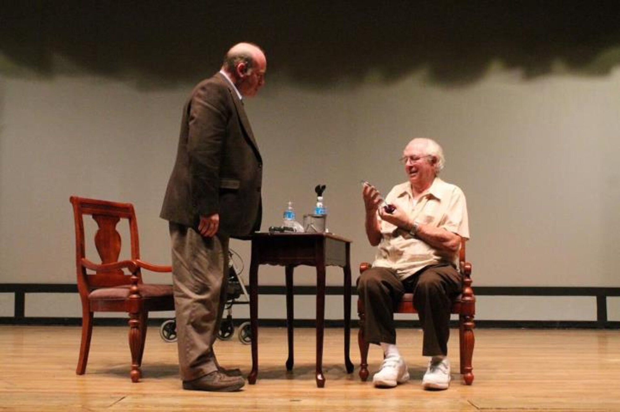British Fusilier Derek Kinne recounts his time as a prisoner of war during the Korean War to Angel Thunder 13 participants at the Angel Thunder opening ceremony. During his two-and-a-half-year capture by the Chinese, Kinne made two unsuccessful attempts to escape from the prison camp, assaulted a Chinese guard and suffered from several severe injuries. “My brother was killed in Korea,” said Kinne, “I went to Korea to avenge him. That was my motivation.” Kinne was released on August 10, 1953 and awarded the George Cross, the American equivalent of the Medal of Honor, for his ordeal.  