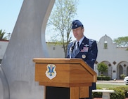 U.S. Air Force Col. Gerald Goodfellow, 12th Flying Training Wing commander, speaks at the 560th Flying Training Squadron's 40th Annual Freedom Flyers? Reunion April 12, Joint Base San Antonio-Randolph.  The reunion is a celebration of repatriated Vietnam prisoners of war. The 560th Flying Training Squadron gave American pilots, who returned in 1973 from imprisonment in North Vietnam, their ?freedom flight? to honor their return.  (U.S. Air Force photo by Joel Martinez)