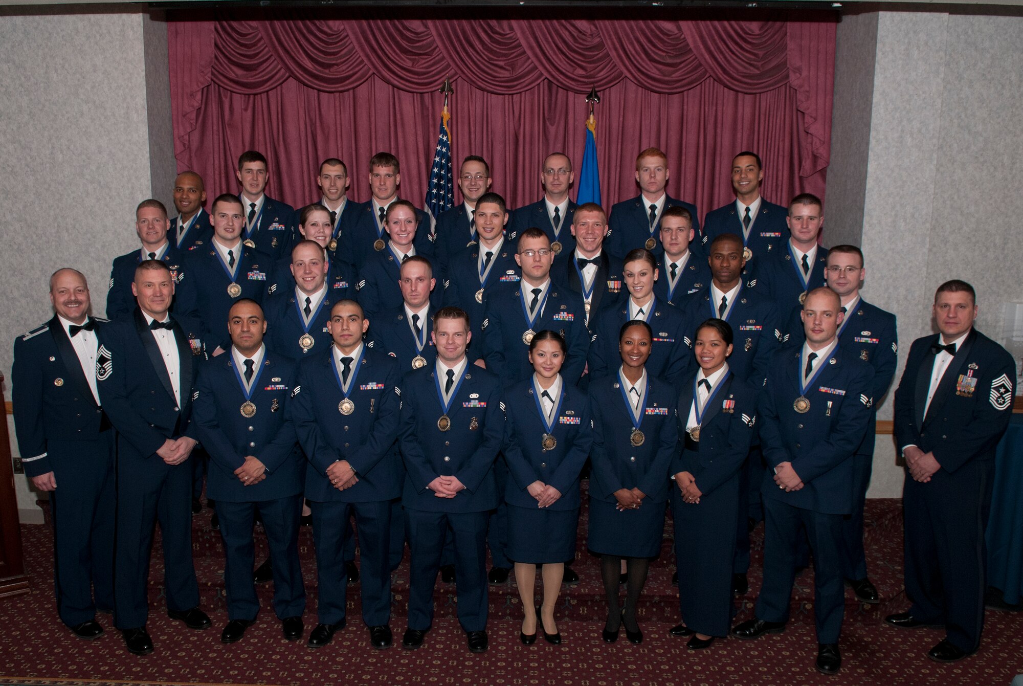 F. E. Warren Airman Leadership School Class 13-C graduates and senior base leadership