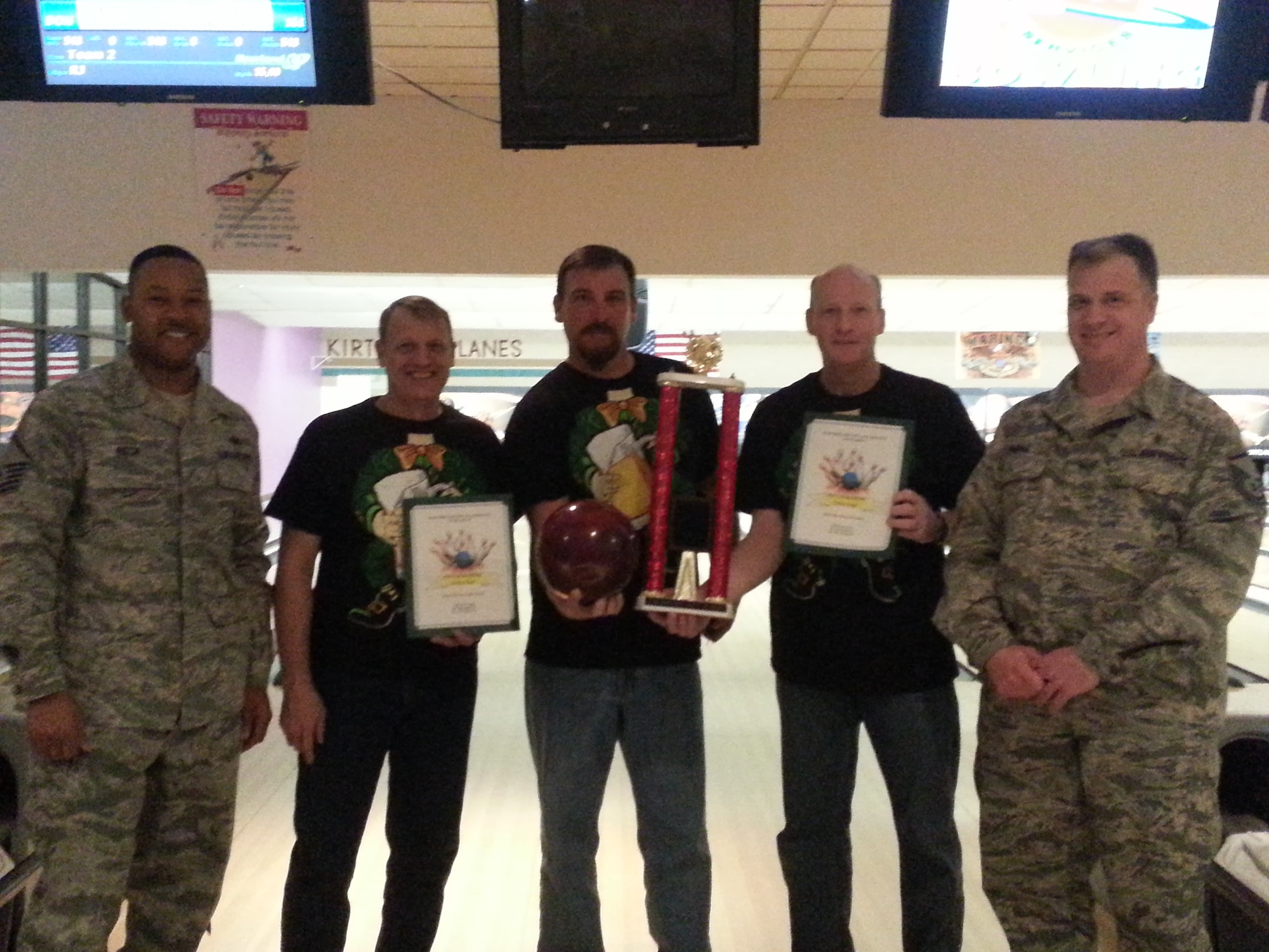 "FSO Car Bombers" -- Kirtland AFB Top 3 bowling tournament champions