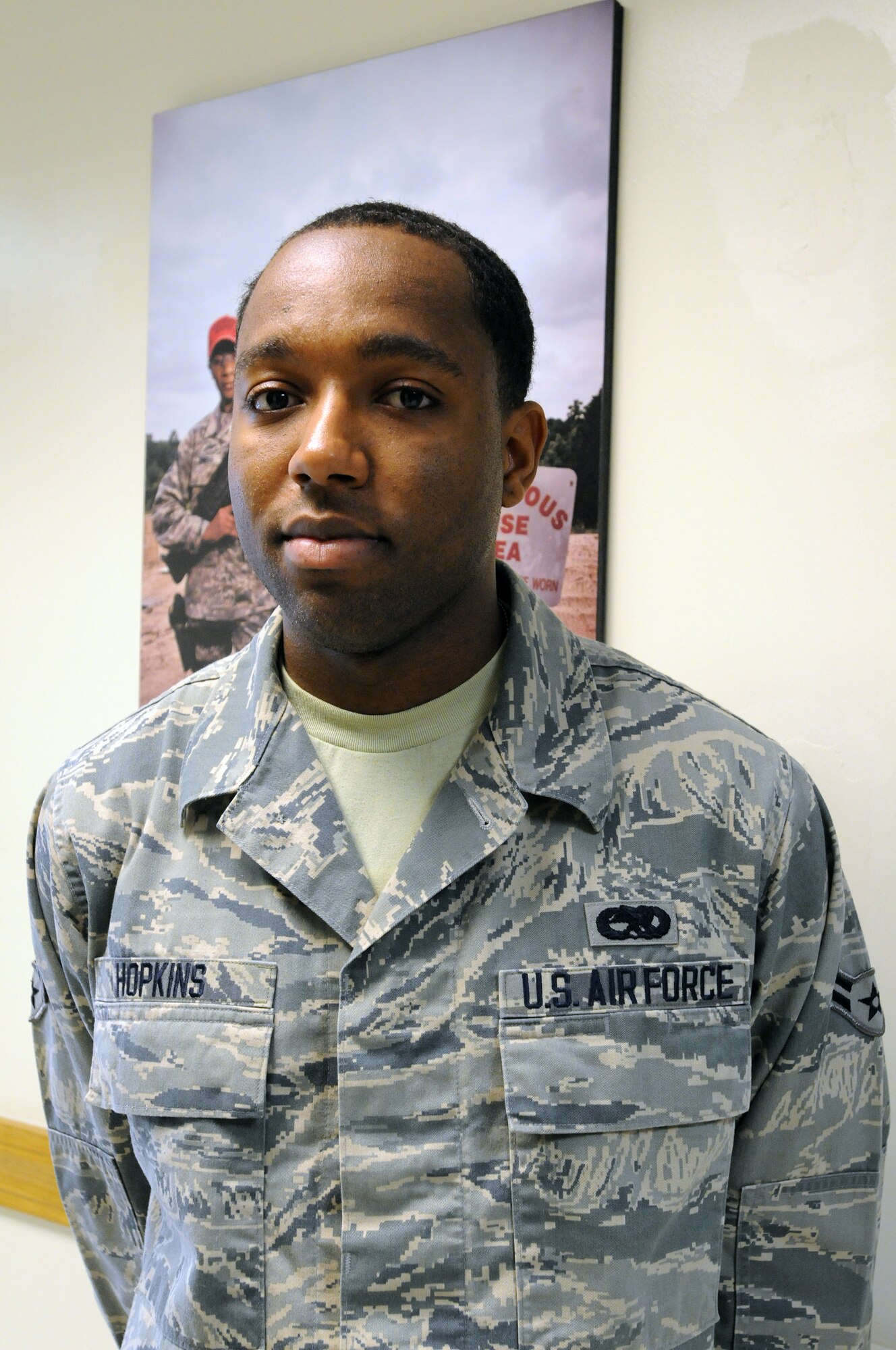 Say hello to Airman 1st Class Akeem Hopkins,the 459th Aircraft Maintenance Squadron's newest KC-135 Stratotanker crew chief. Airman Hopkins, a Plainfied, N.J., native, joins the 459 AMXS after recently completing Basic Military Training and technical school. He holds a bachelor's degree in criminal justice and enjoys attending different sporting events. Airman Hopkins plans on participating in the seasoning training program in order to obtain on-the-job training in his career field. (U.S. Air Force photo/Tech. Sgt. Steve Lewis) 