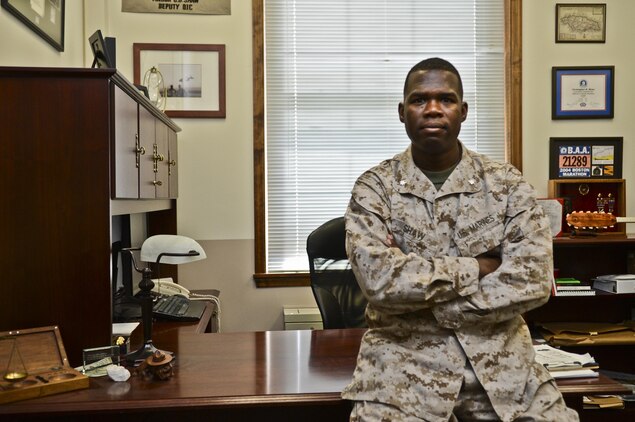 Lt. Col. Christopher B. Shaw, Marine Corps Base Quantico Staff Judge Advocate, poses for a photograph in his office at Lejeune Hall on April 11, 2013. Shaw is a native of Boston, Mass.