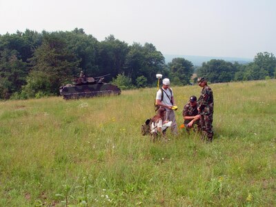 Representatives from the Pennsylvania national environmental office and the public affairs office look at Regal Fritillary nectar sources on Fort Indiantown Gap. The Pennsylvania Guard won the Secretary of Defense environmental award for natural resources and the Department of Army award for natural resources conservation team in 2008. 