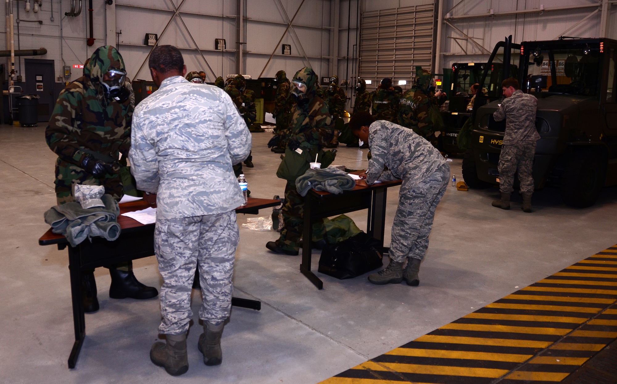 Airmen of the 94th Airlift Wing completed the second phase of preparations for an upcoming Operational Readiness Exercise Feb. 3 at the Transportation Proficiency Center on Dobbins Air Reserve Base. Sessions included classroom and practical application training. (U.S. Air Force photo/Senior Airman Elizabeth Van Patten)