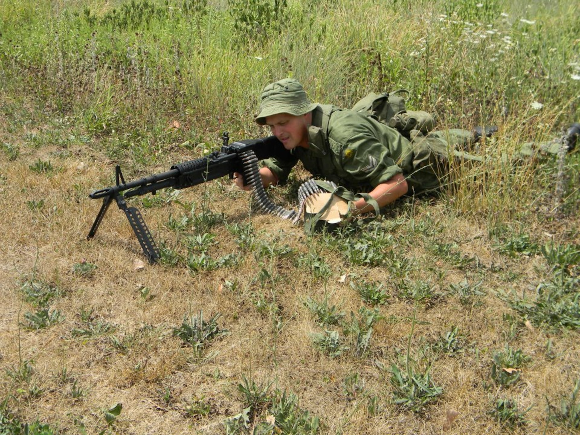 Master Sgt. Brett King, 207th Weather Flight, displays Australian Machine Gunner uniform (Vietnam).