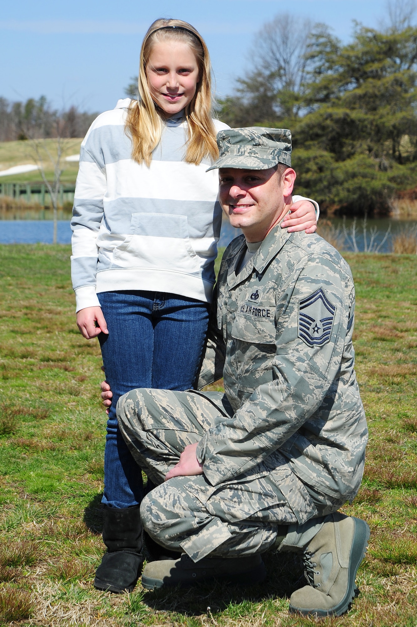 Senior Master Sgt. Kevin Clyatt, 113th Maintenance Group, enjoys time with his daughter, Kira, April 1, 2013, at Joint Base Andrews, Md. (U.S. Air Force photo by Senior Airman Steele C. G. Britton)  
