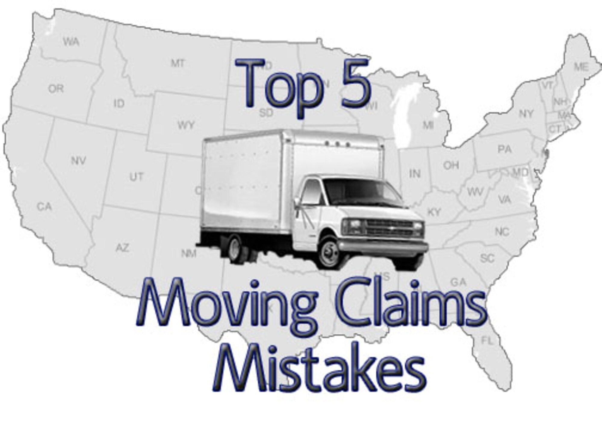 This is a five-piece series written by James Akridge, Fort Eustis Army Claims Branch chief, designed to answer the question: “What are the top five moving claims mistakes?” (U.S. Air Force graphic by Staff Sgt. Wesley Farnsworth/Released)