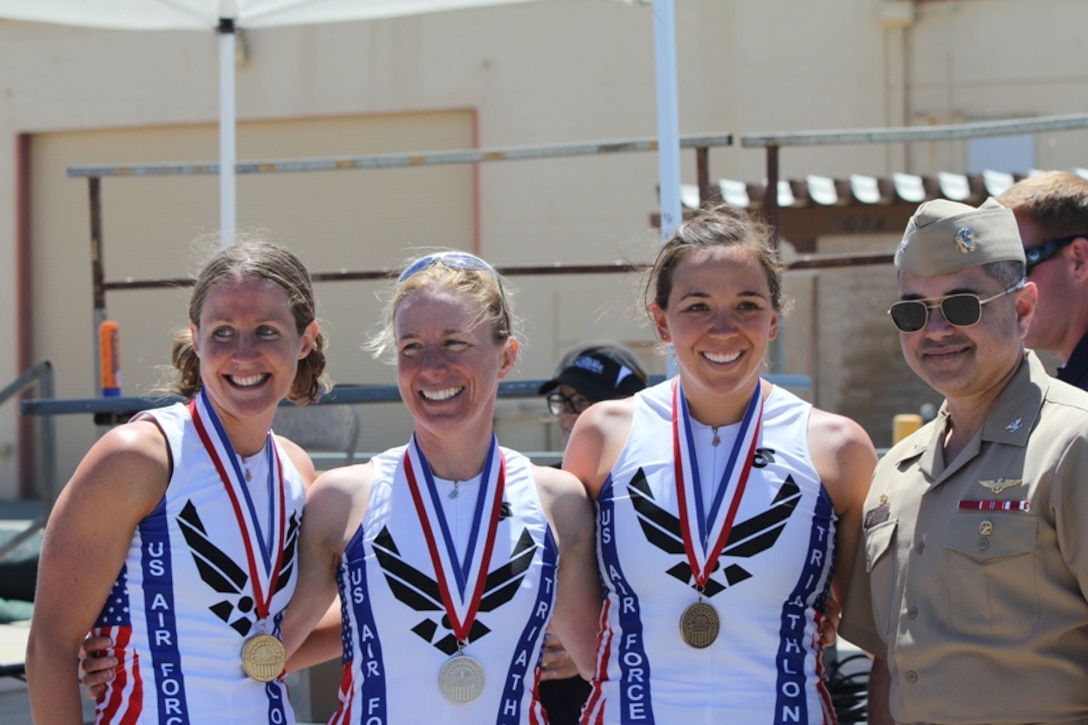 The United States Air Force Women continued their dominance capturing their 4th consecutive title since 2009.  Along the way, Capt Kathy Rakel (Luke AFB, AZ) brought her 3rd consecutive women’s individual gold medal.
Sharing the women’s podium were Rakel’s Air Force teammates SSgt Jolene Wilinson (Gowen Field, ID) and Capt Stephanie Mitchell (Maxwell AFB, AL) earning the silver and bronze medals respectively.