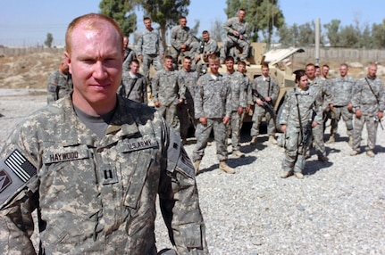 Capt. Mathew Haywood, commander of A Battery, 163rd Field Artillery, prepares for the first convoy security mission of 2nd platoon after a gun truck was attacked with an IED. A Battery, along with more than 3000 of the Indiana National Guard's 76th Infantry Brigade Combat Team, is providing security on main supply routes throughout northern Iraq ins support of counterinsurgency missions of Operation Iraqi Freedom.