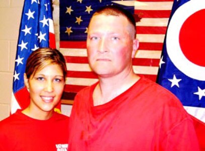 Army Pvt. Larry Gravius (right) was inspired to join the Ohio Army National Guard as a result of the February enlistment of his 18-year-old daughter, Army Pfc. Gwendolyn Gravius (left).