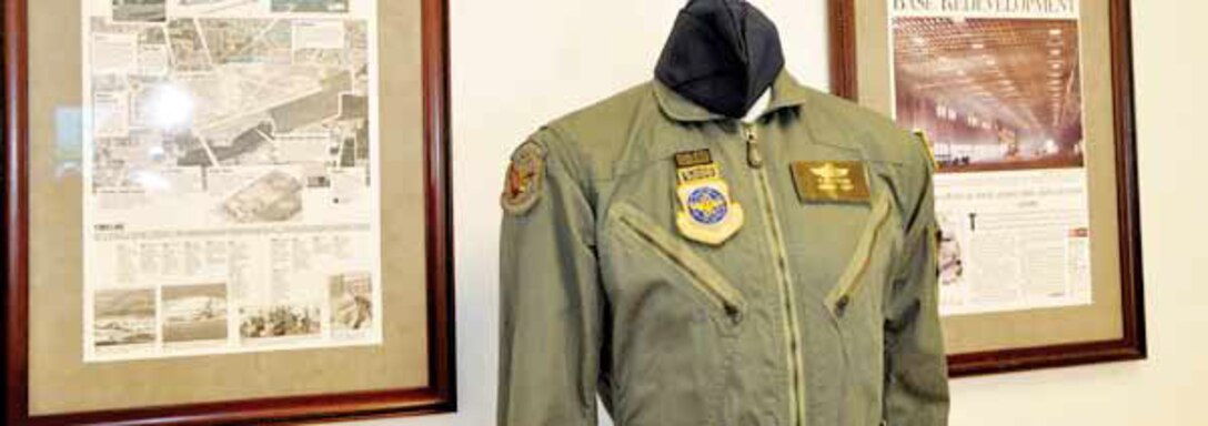 The flight suit of the first female aircraft commander, Lt. Col. Kathy La Sauce, adorns a mannequin at the new Norton Air Force Base Museum. (Photo byScott Johnston)