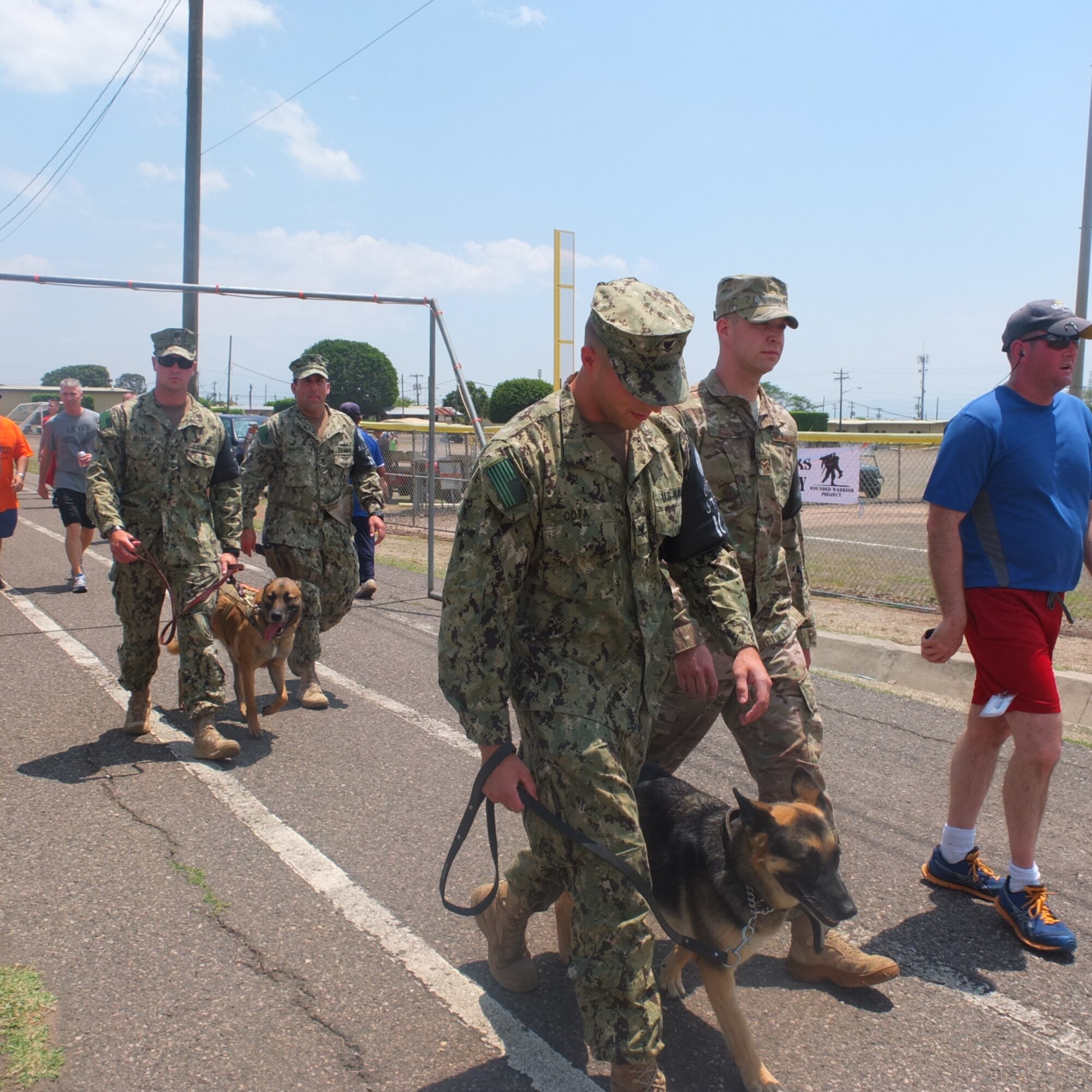 Military members from the 612th Air Base Squadron and Joint Task Force-Bravo participated in the “Wounded Warrior 24-hour relay” at Soto Cano AB, Honduras, April 5-6.  The event raised more than nine thousand dollars for the Wounded Warrior Project. (Courtesy photo). 