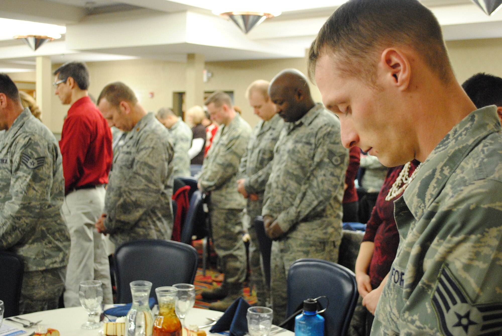 Staff Sgt. Jere Ross was recognized with a Military Outstanding Volunteer Service Medal on March 29, 2013, for his support to the Protestant community of Grand Forks Air Force Base, N.D. He was one of a group of four Airmen who received the medal for performing substantial volunteer service to the local community. (U.S. Air Force photo/Staff Sgt. Luis Loza Gutierrez)