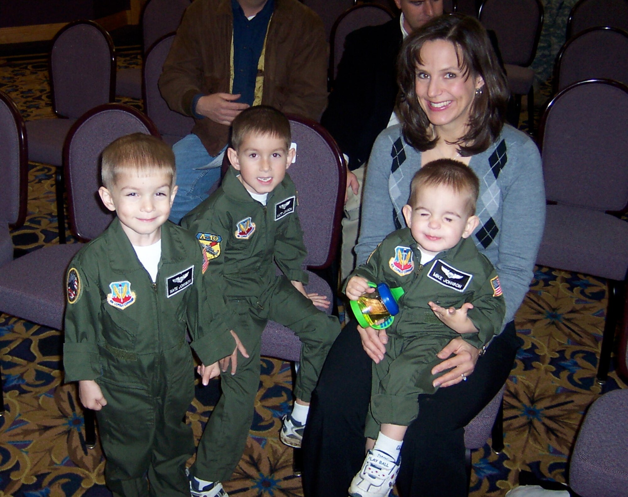 From left, Nate Johnson, Matthew Johnson, Anne Johnson, and Mike Johnson attend an event March 2008 at Whiteman Air Force Base, Mo. As military children, the Johnson brothers have lived in more than four states in the past 10-years. Nate Johnson, a student at Matt Arthur Elementary School says it’s fun being a military kid, but the hardest part is being unable to play with his dad (Courtesy photo by Anne Johnson). 