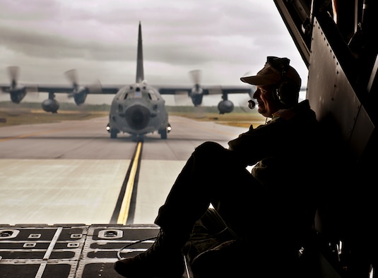 Chief Master Sgt. Tom Mason, the 919th Special Operations Wing command chief, enjoys his final ride back to base as an MC-130E Combat Talon I loadmaster after completing his and the aircraft’s last sortie. The last five Talons in the Air Force belong to the 919th SOW and are scheduled to be retired at a ceremony April 25.  They will make one final flight to the “boneyard” at Davis-Monthan Air Force Base, Ariz., by the end of the fiscal year.  (U.S. Air Force photo/Tech. Sgt. Samuel King Jr.)