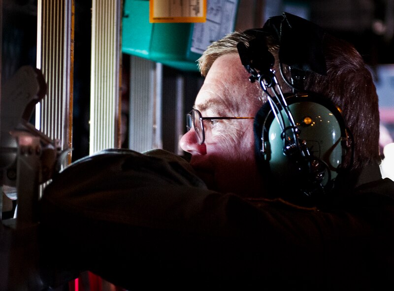 Newly retired Col. (Dr.) Ed Seeliger, the former 919th Medical Squadron commander, checks out the view from an MC-130E Combat Talon I during its final sortie before its retired as well.  Seeliger spent 30 years in the Air Force Reserve, all at Duke Field.  C-130s have been a part of Duke Field for more than 40 years. The last five Talons in the Air Force are scheduled to be retired at a ceremony April 25.  They will make one final flight to the “boneyard” at Davis-Monthan Air Force Base, Ariz., by the end of the fiscal year.  (U.S. Air Force photo/Tech. Sgt. Samuel King Jr.)