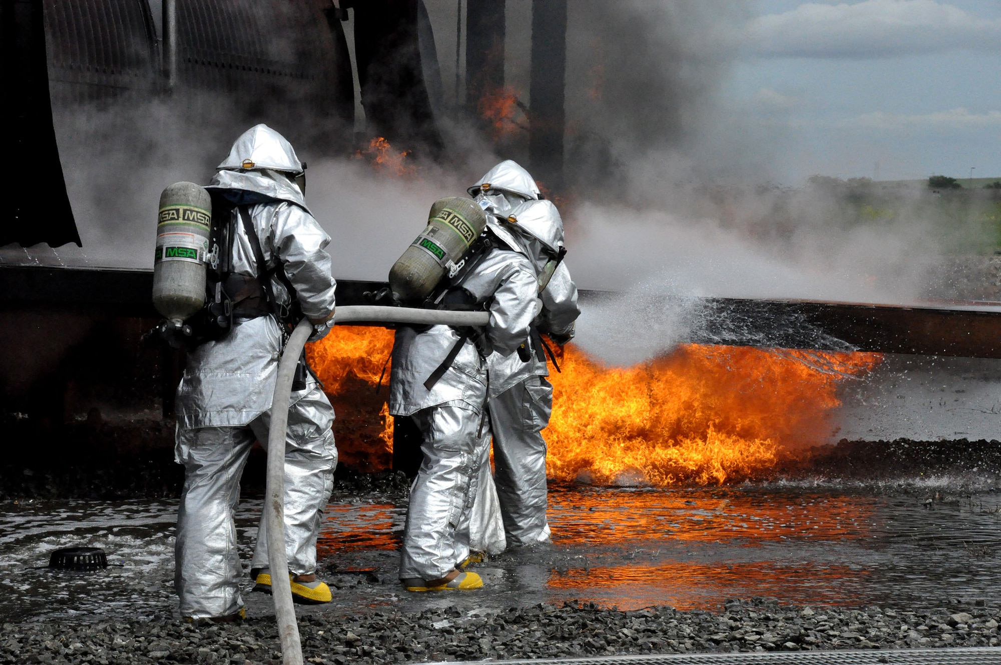 TRAVIS AIR FORCE BASE, Calif. -- Airmen Creating Airpower - 349 CES firefighters. (U.S. Air Force photo / Senior Airman Amelia Leonard)