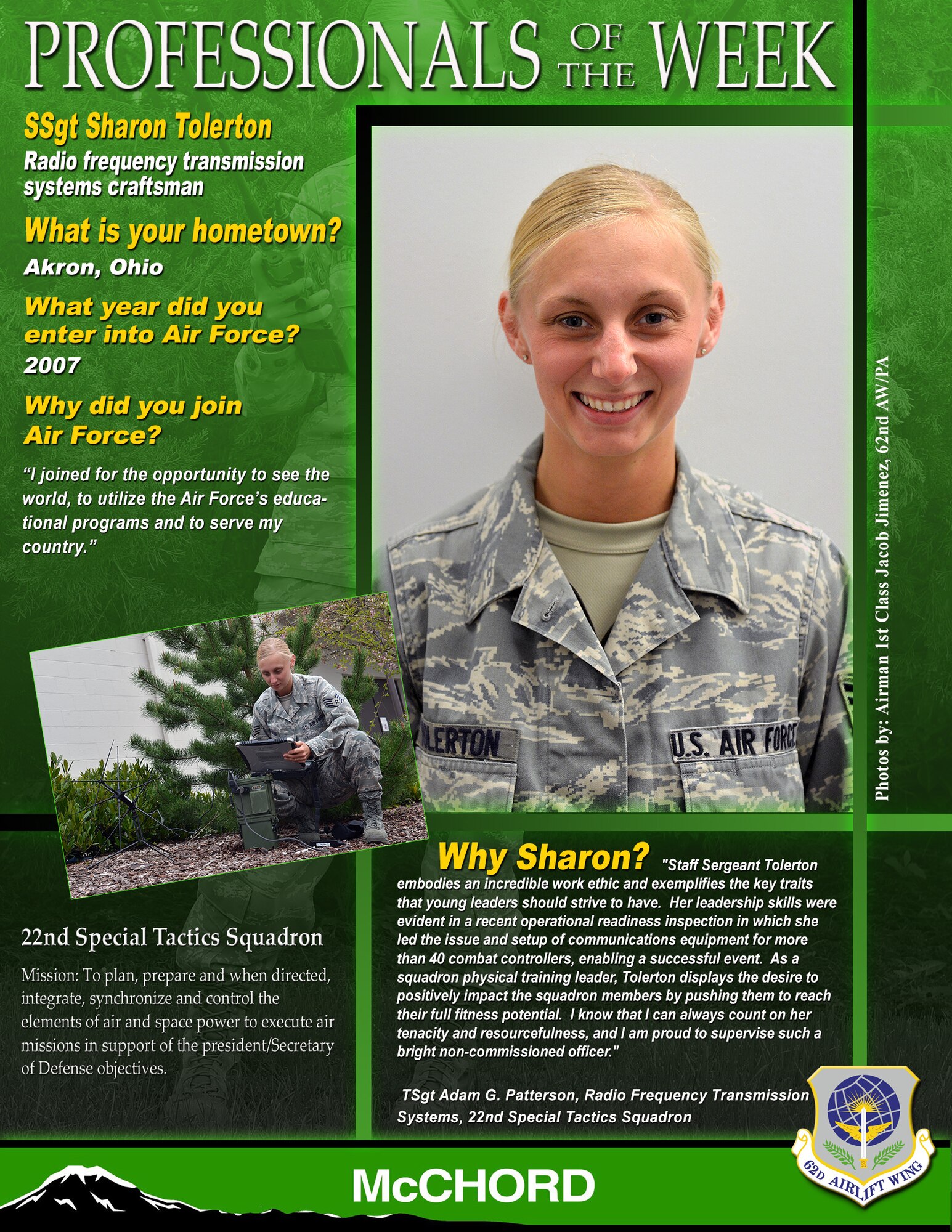 Staff Sgt. Sharon Tolerton (U.S. Air Force graphic/Adamarie Lewis-Page)