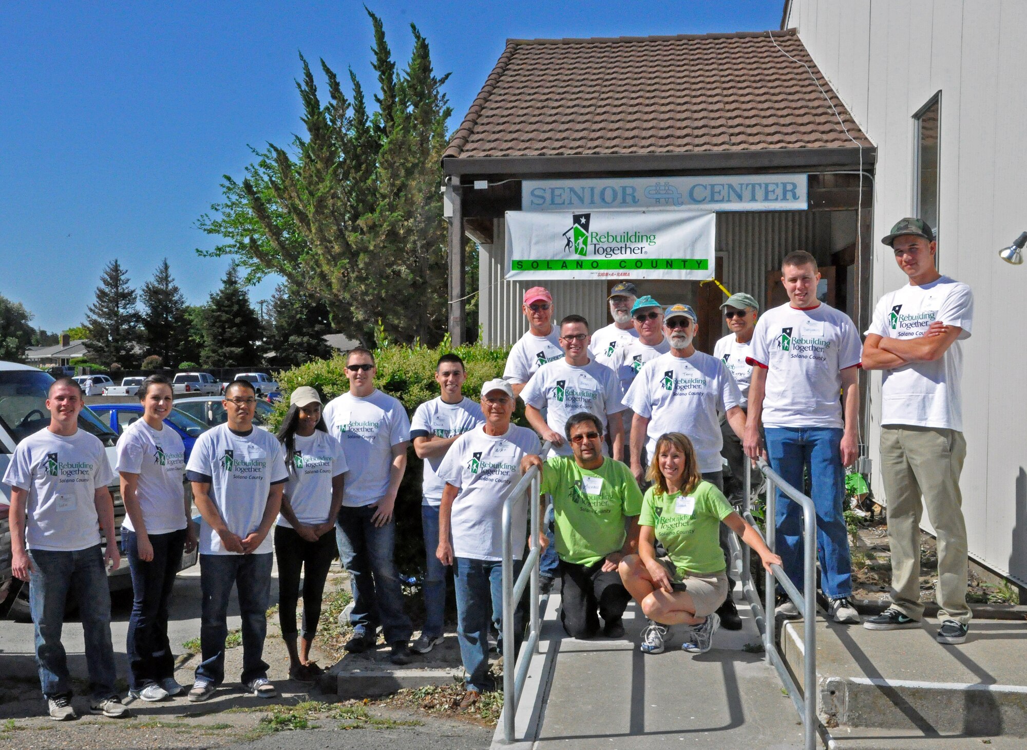 Travis Airmen and volunteers from the community work together to rehabilitate the Rio Vista Senior/Community Center April 12 through the Rebuilding Together Solano County nonprofit organization. (U.S. Air Force photo/ Airman 1st Class Madelyn Brown)