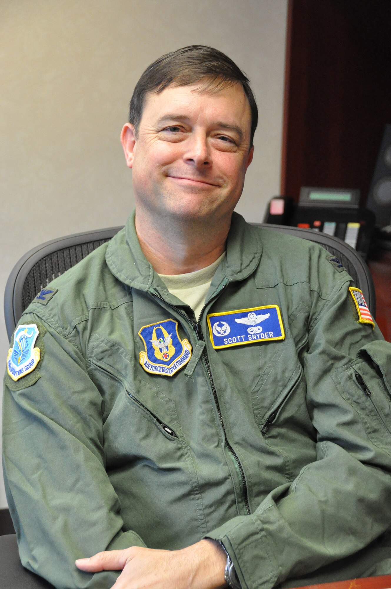 Col. Scott Snyder, 446th Operations Group commander, is currently at Altus Air Force Base, Okla., in C-17 qualification training. (U.S. Air Force photo by Sandra Pishner)