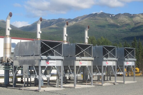The landfill gas waste-to-energy plant at Joint Base Elmendorf-Richardson, Alaska, was constructed with four generator units designed to run on methane gas produced by the breakdown of wastes buried in the landfill. A fifth generator unit is expected to come on line in 2013, producing 26.2 percent of the base’s electrical load. (U.S. Air Force photo) 