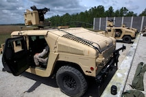 Marines with Combat Logistics Battalion 6, 2nd Marine Logistics Group fire the M153 Common Remotely Operated Weapon Station during a training exercise aboard Camp Lejeune, N.C., April 18, 2013. Marines spent approximately 7 hours conducting live fire exercises familiarizing and operating the CROWS. 