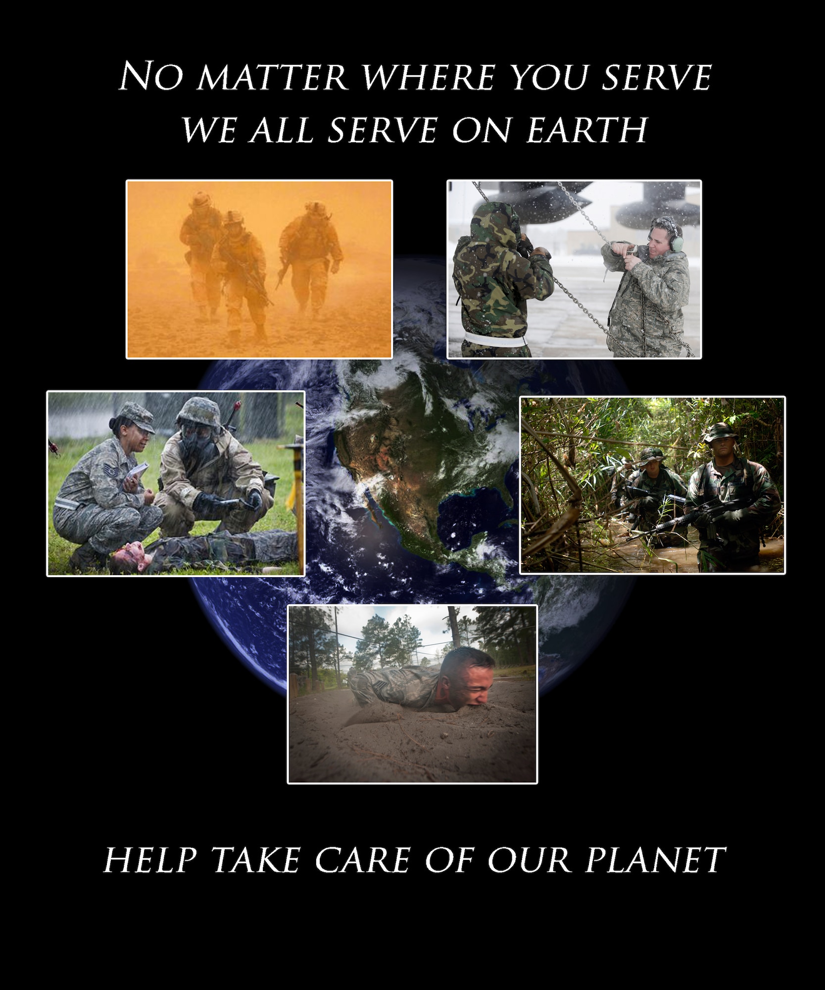 Earth Day was founded by U.S. Senator Gaylord Nelson April 22, 1970. Since then the Clean Air Act, Clean Water Act, Endangered Species Act and other laws have been passed to improve the environment. Buckley Air Force Base is active in renewable energy programs, participates in resource conservation efforts and encourages base members to engage in rideshare inititatives. (U.S. Air Force graphic by Staff Sgt. Nicholas Rau/Released) 
