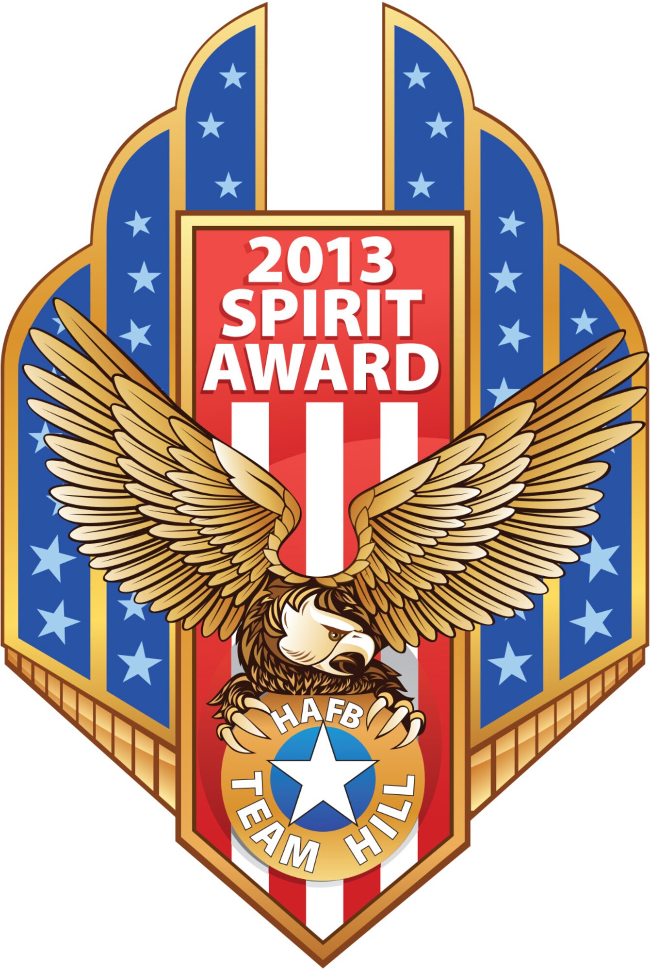 The Hill Air Force Base, Utah, 2013 Spirit Award pin designed by David Perry, 75th Air Base Wing graphic artist.