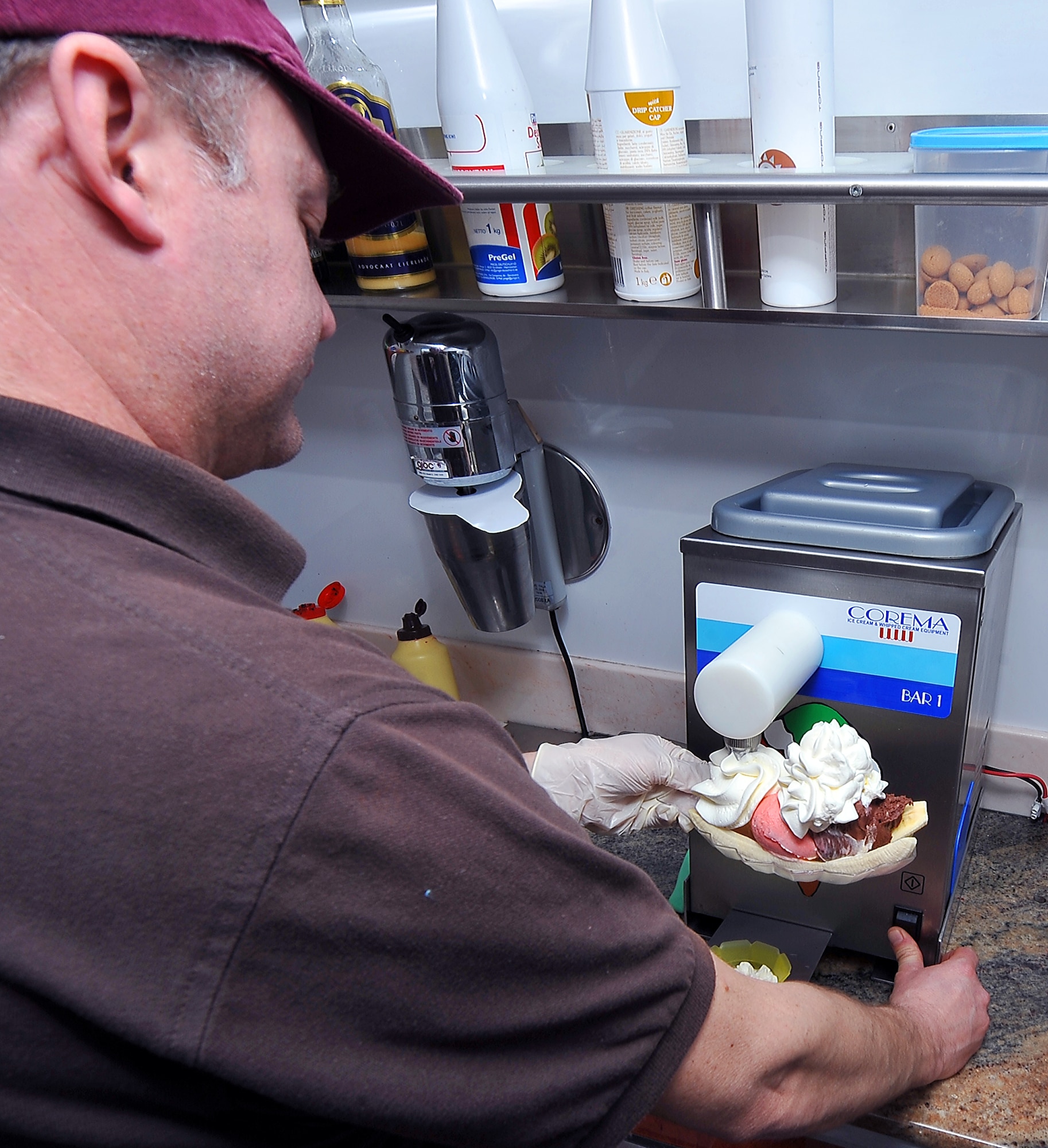 Fabio Montebello, ice cream vendor, sells gelato to Ramstein’s High School, April 19, 2013, Ramstein Air Base, Germany. Fabio Montebello, known by base locals as “Fabio the gelato man,” is an ice cream vendor who travels more than an hour away every day to deliver frozen treats to the base. (U.S. Air Force photo/Airman 1st Class Dymekre Allen)     