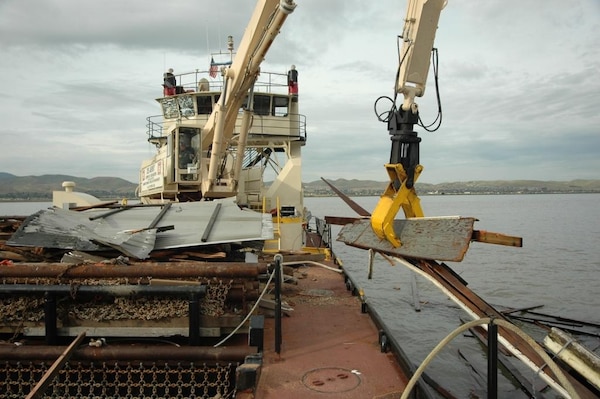 The Raccoon, a U.S. Army Corps of Engineers San Francisco District debris-removal vessel based in Sausalito, Calif., is using for the first time a new biofuel called B99. B99 is based on soybeans.