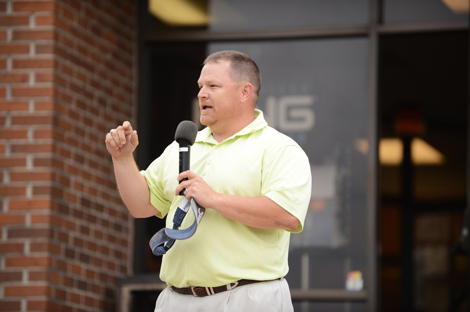 Jerry Allred, Crosswell executive director, briefs tournament participants on the rules, regulation and purpose of the “5th Annual John K. Crosswell Charity Golf Tournament” held at Shaw Air Force Base, S.C., April 19, 2013. The tournament was held to raise money for the Crosswell organization whose goal is to provide a loving, nurturing environment for children and families in need. All the proceeds from the event went to further this cause. (U.S. Air Force photo by Airman 1st Class Daniel Blackwell/Released)