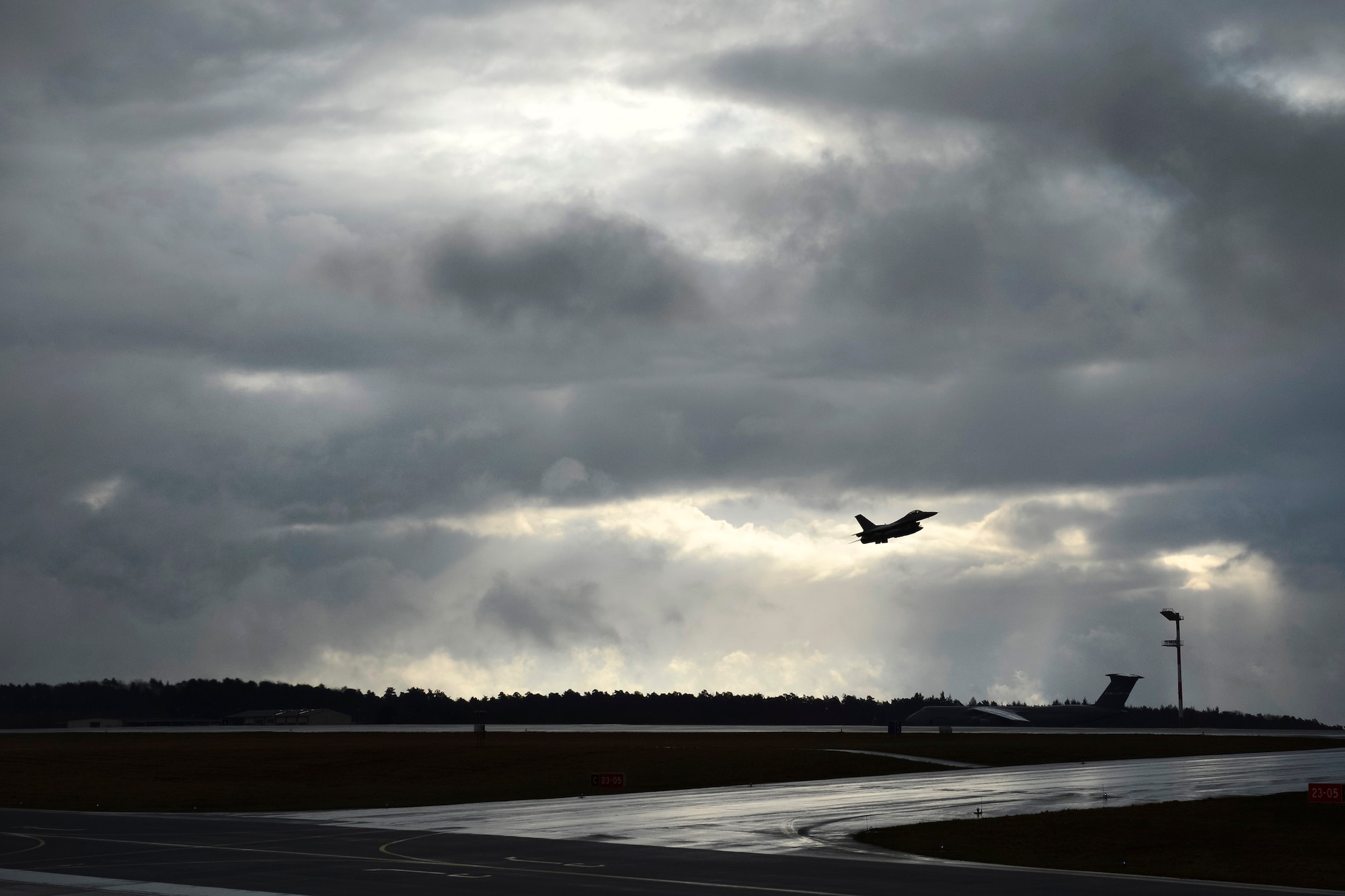 SPANGDAHLEM AIR BASE, Germany – An F-16 Fighting Falcon fighter aircraft from the 480th Fighter Squadron takes off April 12, 2013. The 480th FS is deploying for approximately six months to provide air-to-air combat and air-to-surface attack capabilities. (U.S. Air Force photo by Staff Sgt. Nathanael Callon/Released)