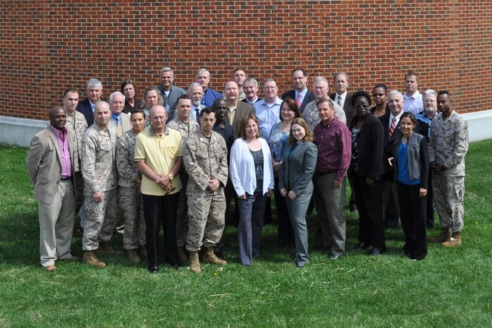 Attendees of the 2013 Marine Corps Foreign Disclosure Working Group pose for a group photo. Twenty-five commands were represented at this year’s event, held April 16-18 at the Gray Research Center, Quantico, Va. MCSC hosted the annual gathering for foreign disclosure officers and personnel who work foreign disclosure issues. 