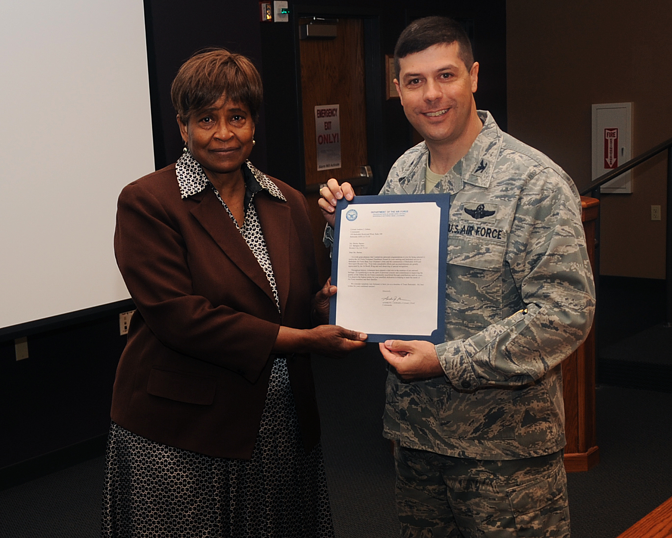 Barksdale's outstanding volunteer > Barksdale Air Force Base > Display