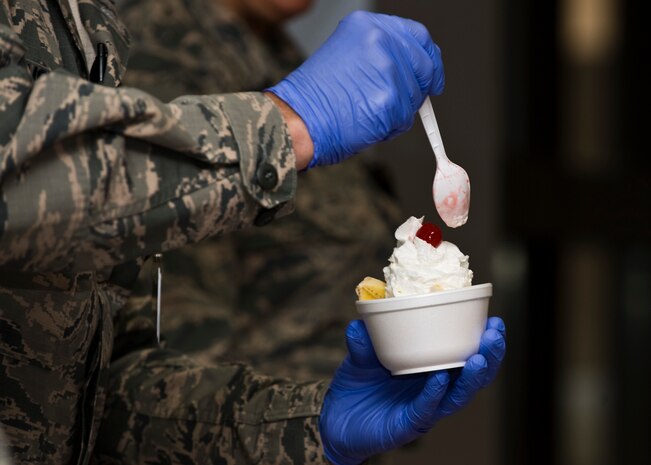 A banana split fundraiser was held at the Mike O’Callaghan Medical Center on April 19, 2013, at Nellis Air Force Base, Nev. The funds collected will be donated to the Air Force Assistance Fund. The AFAF was established to provide for an annual effort to raise funds for the charitable affiliates that provide support to the Air Force family which includes; active duty, retirees, reservists, guard and their family members, including surviving spouses in need. (U.S. Air Force Photo by Airman 1st Class Jason Couillard)