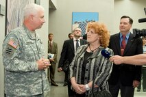 Minister of Defence of the Czech Republic JUDr. Vlasta Parkanová and Deputy Commander of U.S. Northern Command Lt. Gen. William Webster Jr. conduct a press conference with Czech reporters at USNORTHCOM and North American Aerospace Defense Command headquarters in Colorado Springs, Colo., on July 18, 2008. The minister visited several U.S. military installations and was briefed on U.S. missile defense capabilities during her visit to the United States. Photo by Sgt. 1st Class Gail Braymen 
