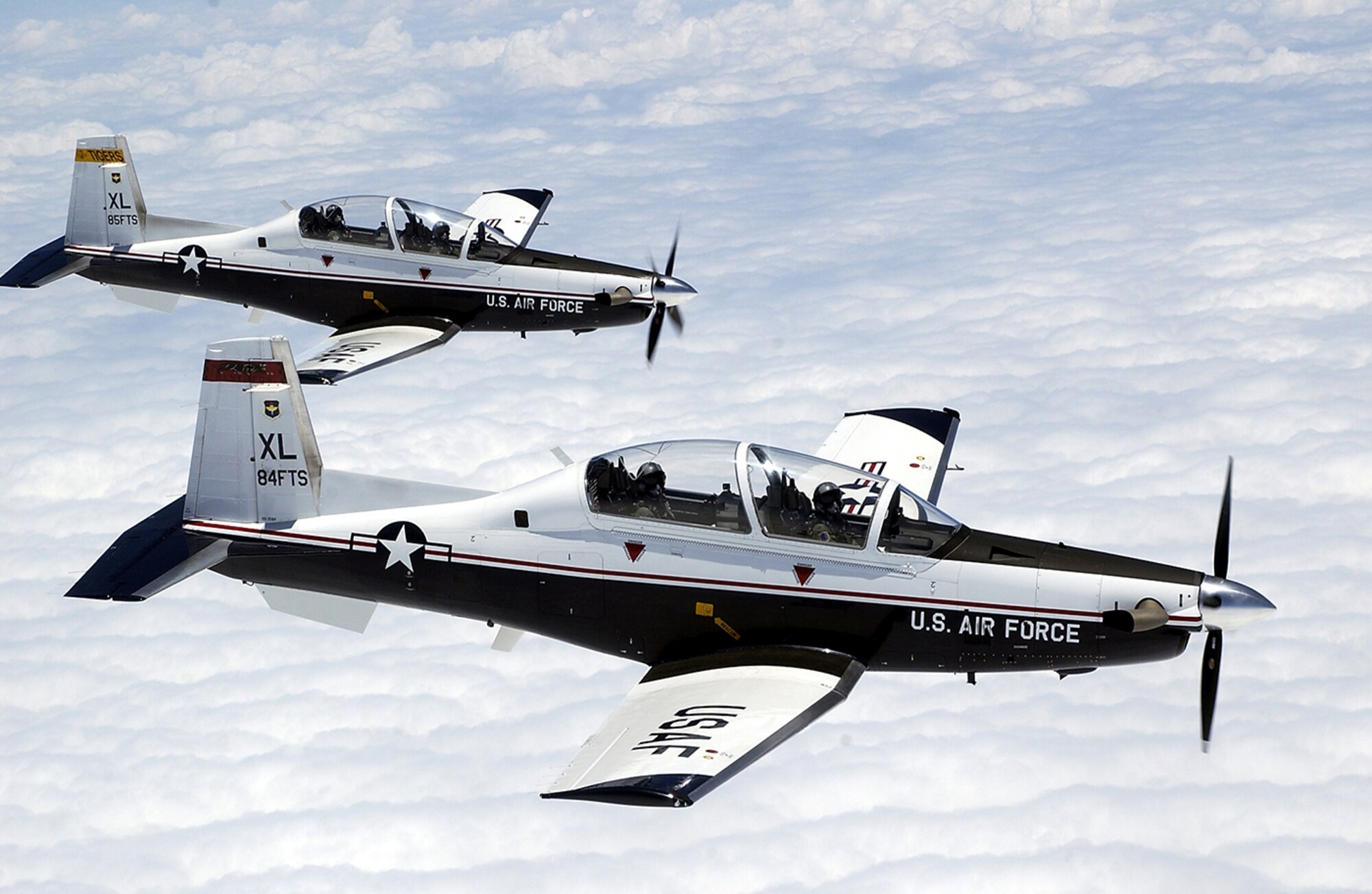 T-6A Texan II aircraft flying in formation (Photos by Tech. Sgt. Jeffrey Allen)