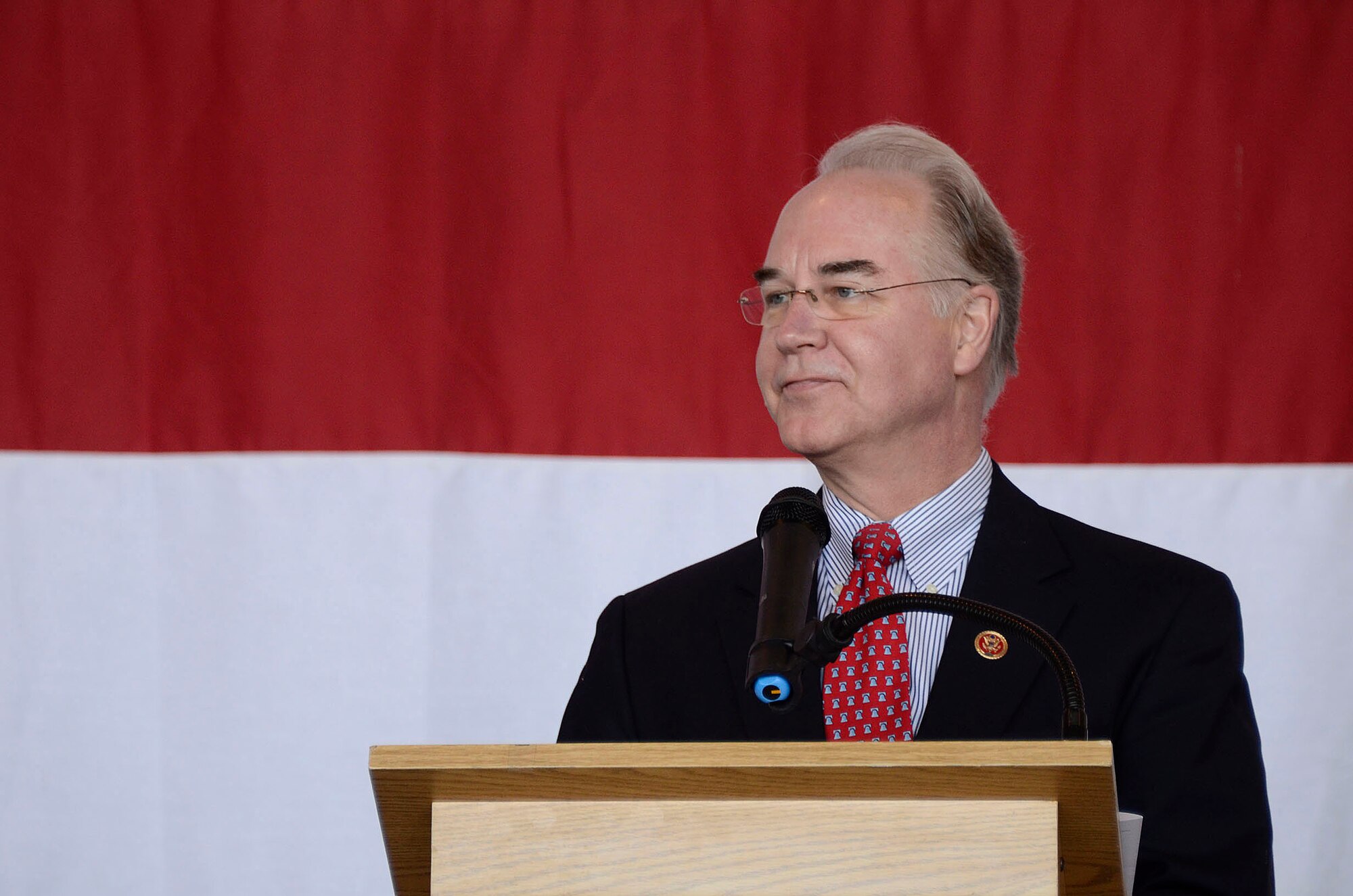 The Honorable (GA-R) Tom Price, Georgia's 6th district Congressman speaks to the students and parents attending the 2013 Georgia Congressional Delegation Academy Day held at Dobbins Air Reserve Base, Ga., April 20. (U.S. Air Force photo/Don Peek)