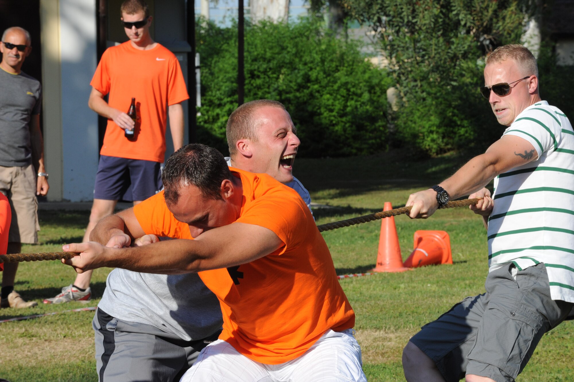 Dutch soldiers participate in a touwtrekken toernooi (tug-of-war tournament) during a Koninginnedag, or Queen’s Day, celebration held at Arkadas Park April 25, 2013, Incirlik Air Base Turkey. The Dutch, who are deployed to Incirlik Air Base as part of a NATO-led operation to boost Turkey’s air defense capabilities by providing Patriot missile batteries, invited U.S. and Turkish personnel to attend the Dutch celebration of their queen’s birthday April 30 each year. (U.S. Air Force photo by 1st Lt. David Liapis/Released)