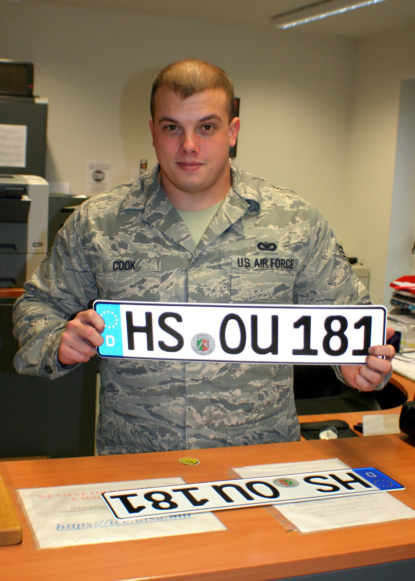 SPANGDAHLEM AIR BASE, Germany – U.S. Air Force Senior Airman David Cook Jr., 470th Air Base Squadron field registration clerk, is the Super Saber Performer for the week of April 25 – May 1. (Courtesy photo)