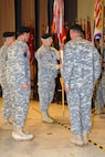 FORT MCPHERSON, Ga. (May 4, 2009) - Lt. Gen. William G. Webster, U.S. Army Central commanding general, passes the colors to Command Sgt. Major John Fourhman, USARCENT command sergeant major, at a change of command ceremony at Fort McPherson, Ga., May 4. Webster comes to USARCENT after serving as the deputy commander of U.S. Northern Command and vice commander of the U.S. Element, NORAD, headquartered at Peterson Air Force Base in Colorado.

Photo by Sgt. Beth Lake

