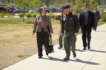 Homeland Defense Secretary Janet Napolitano and Gen. Gene Renuart, commander of NORAD and USNORTHCOM chat during Sec. Napolitano's visit to the Commands May 14. USNORTHCOM's mission of homeland defense and defense support of civil authorities means that the Command works closely with the Department of Homeland Security, while NORAD's mission of aerospace detection and warning, and maritime warning also dictates close coordination in partnership with DHS.

Photo by Tech Sgt. Aaron Bujan 
